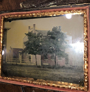 1/4 Tinted Ambrotype of a House or Building Maybe Jail in Minnesota, 1850s