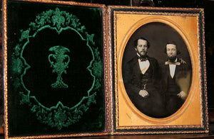 Half Plate Daguerreotype Affectionate Men, Good Friends ID'd Photographer MARKS