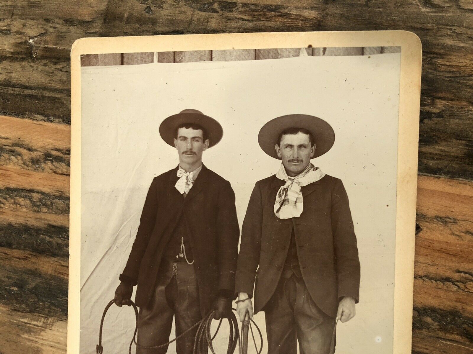 Antique 1800s Photo Two Western Men Cowboys Holding Lasso & Bullwhip! – The  Thanatos Archive Store