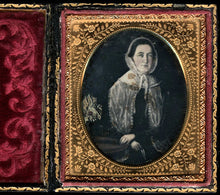 Load image into Gallery viewer, 1/6 Daguerreotype - Folk Art Painting Woman with Painted Flowers  Unusual
