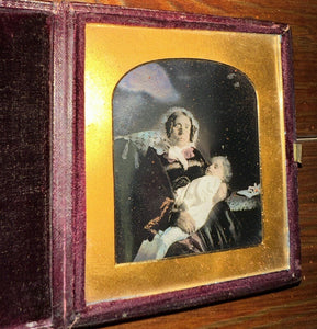Rare Tinted Post Mortem Ambrotype British Photographer England 1850s
