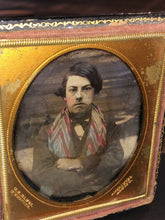 Load image into Gallery viewer, 1/6 Daguerreotype Crossed Arms Boy Wearing Amazing Tinted Color Scarf - CE Hawes
