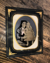 Load image into Gallery viewer, beautiful painted folk art tintype long hair woman holding child original mats
