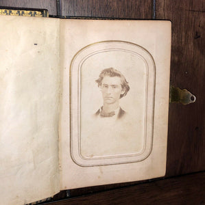 1860s Washington PA Photo Album w CDVs & Tintypes Some ID's Civil War Tax Stamps