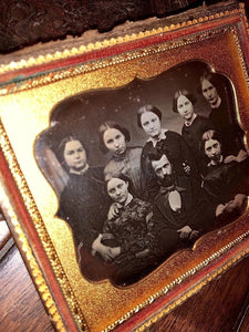 1/6 Daguerreotype Group Photo Man & SEVEN Women - Mormon Family? Antique 1850s