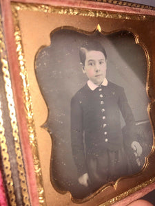 1850s Daguerreotype of a Boy, Full Case