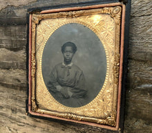 Load image into Gallery viewer, Antique / Slave Era 1860s Tintype Photo Teenage African American Girl
