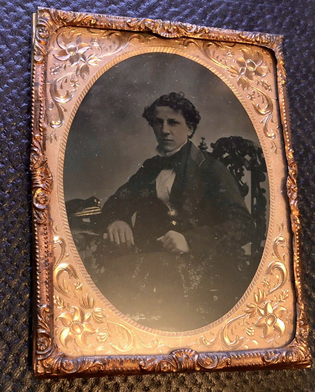 1/4 Ambrotype of Young Navy Naval Officer Early 1860s Civil War Era
