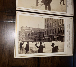 Rare Photographer A.V. Brown's "DETECTIVE SHOTS" Great Blizzard of 1888 2 Photos