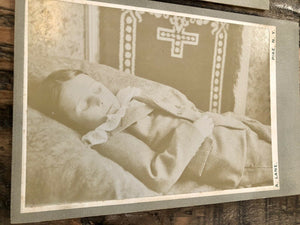 Rare Post Mortem Photo Little Boy on Bed and in his Coffin - Rare Set - Pike NY