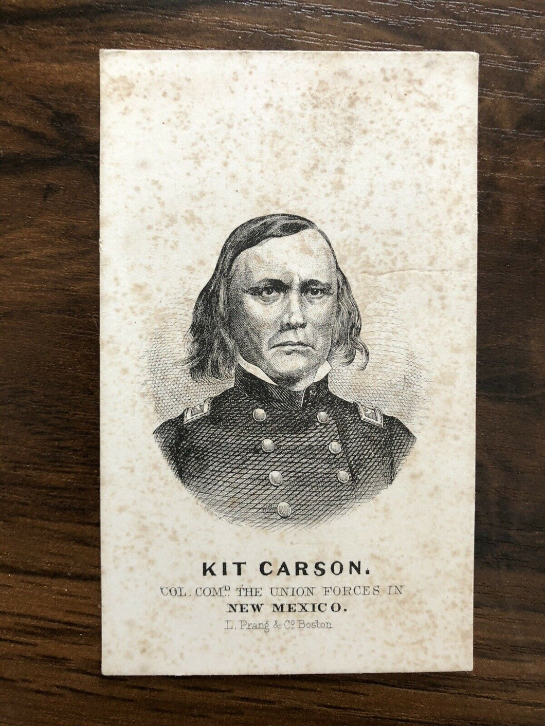 Original 1860s CDV Kit Carson in Civil War Uniform, Published by Prang