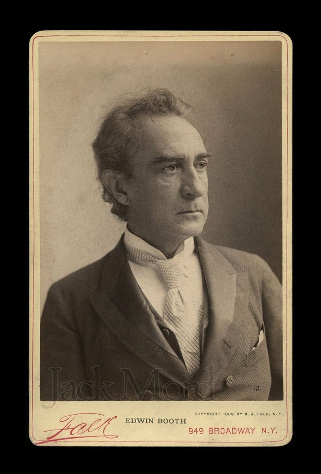 Excellent 1889 Photo Shakespeare Actor Edwin Booth by Falk / John Wilkes Int