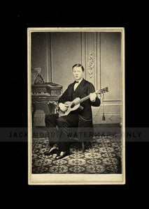 1860s CDV ID'd Guitar Player Musician Named Pet Furley! Fulton Missouri Photo