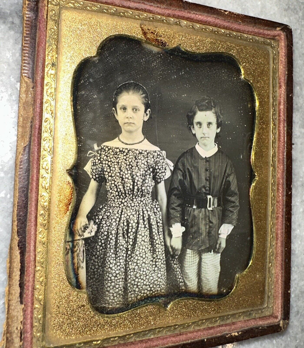 1/6 Daguerreotype ID'd Culbert Siblings Family TRAGEDY Boy Drowned in Lake NY