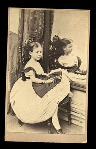 Girl Sitting in Front of Looking Glass Holding Flower 1860s CDV Mirror Unusual