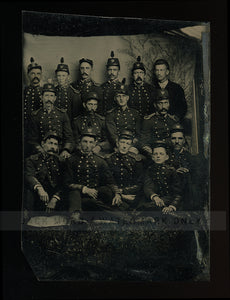 Excellent 19th Century Tintype Photo Group of Militia / Army Soldiers incl Young Boy