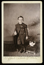 Load image into Gallery viewer, Identified Boy with Pet Cat - 1890s Cabinet Card
