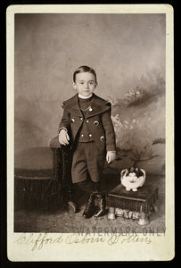 Identified Boy with Pet Cat - 1890s Cabinet Card
