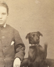 Load image into Gallery viewer, Great Antique CDV Boy &amp; Funny Dog Doing Trick
