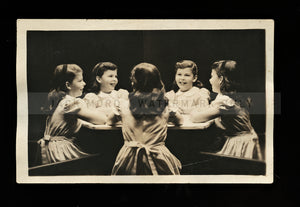 Happy Girl Unusual Mirror Trick Vintage Photo / Atlantic City 1940s / Not RPPC