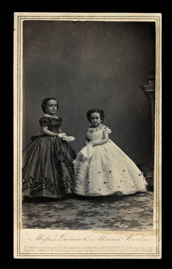 Sideshow Little People Sisters Minnie & Lavinia Warren, 1860s CDV Photo by Brady